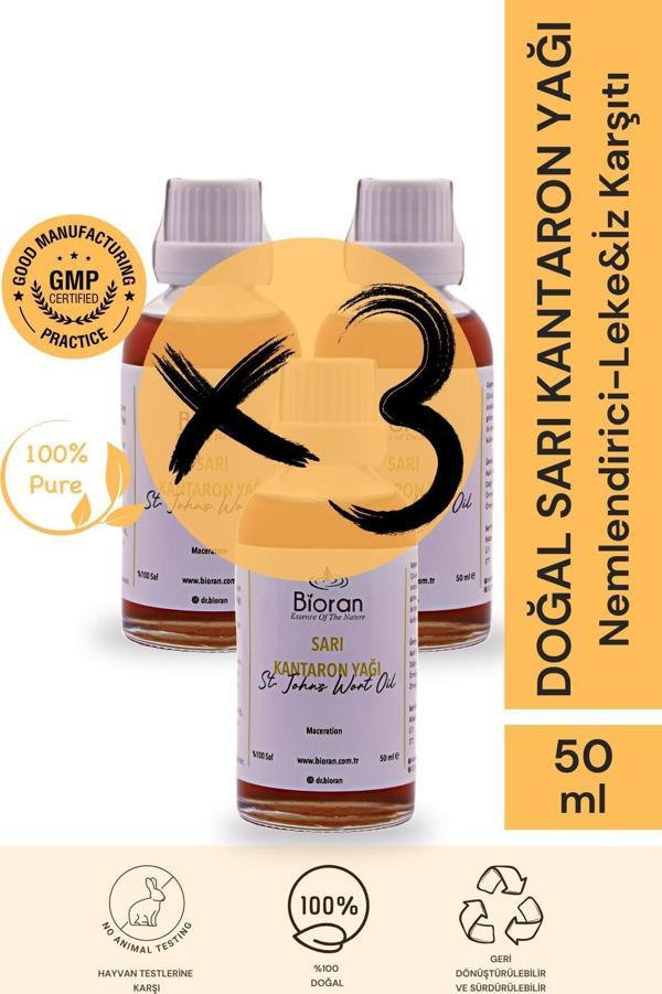 3 Lü Sarı Kantaron Yağı 50 Ml Cam Damlalıklı Set (organik Zeytin Yağlı) - Image 1