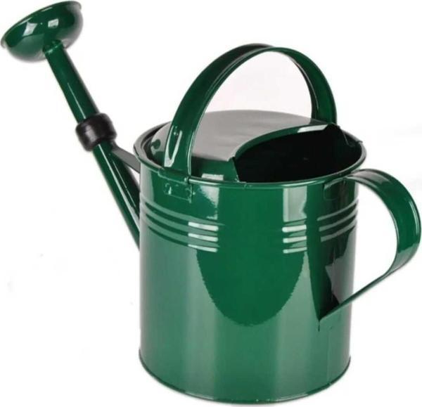 TRENDESK Galvaniz Metal Sulama Kabı, Ferforje Sulama Ibriği, Dekoratif Sulama Kabı KOYU YEŞİL 10 LT - Image 1