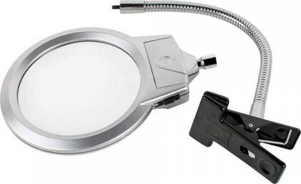 2.5X130 Mm 5X24 Mm Led Aydınlatmalı Büyüteç Masa Üstü Metal Hortum Mandallı Mg15124-C - Image 1