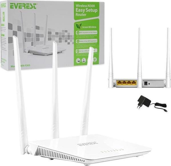EVEREST EWR-F303 2.4 GHZ 300 MBPS 4 PORT KABLOSUZ ROUTER - Image 1