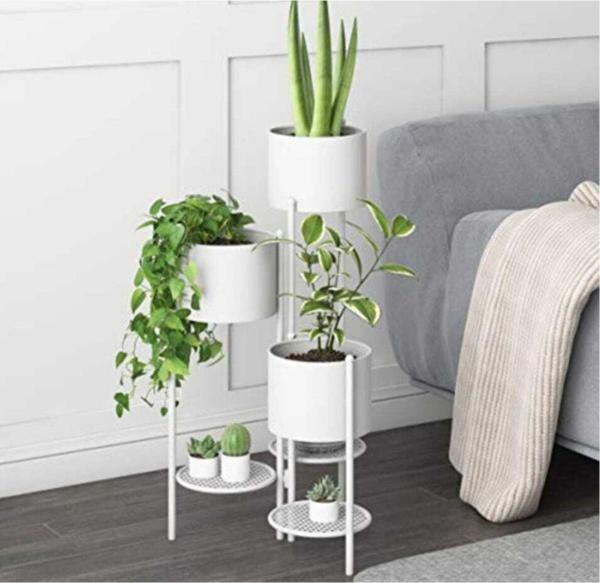 TRENDESK 6 Katlı Beyaz Metal Saksılık Çiçeklik - Image 1
