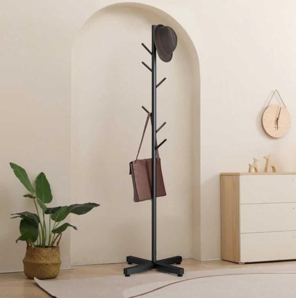 TRENDESK Metal Siyah  Ayaklı Askılık Portmanto Modern Elbise Askısı Konfeksiyon Askısı 165 cm - Image 1