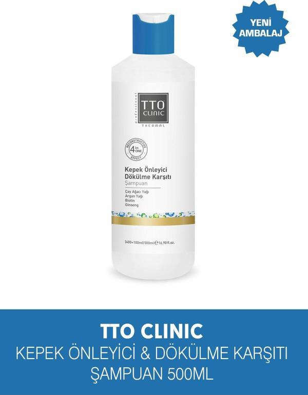 TTO CLINIC KEPEK ÖNLEYİCİ + DÖKÜLME KARŞITI ŞAMPUAN 400 ML - Image 1