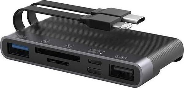 Coofbe 6in1 Lightning Type-C Dönüştürücü Hub Hızlı Veri Aktarım Kart Okuyucu Sd Tf Type-C Çevirici - Image 1