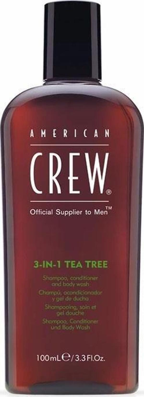 American Crew 3in1 Tea Tree Şampuan Saç Kremi Vücut Jeli  Erkekler için 450ML - Image 1