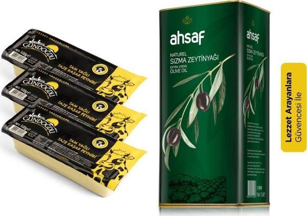 Uyumlu Lezzetler Paketi (Kaşar 500gr 3’lü + Naturel Sızma Zeytinyağı 5 lt) - Image 1