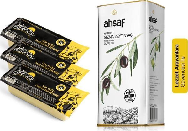Uyumlu Lezzetler Paketi (Kaşar 500gr 3’lü + Soğuk Sıkım Zeytinyağı 5 lt) - Image 1
