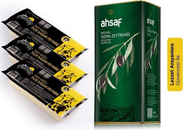 Uyumlu Lezzetler Paketi (Kaşar 700gr 3’lü + Naturel Sızma Zeytinyağı 5 lt) - Image 1