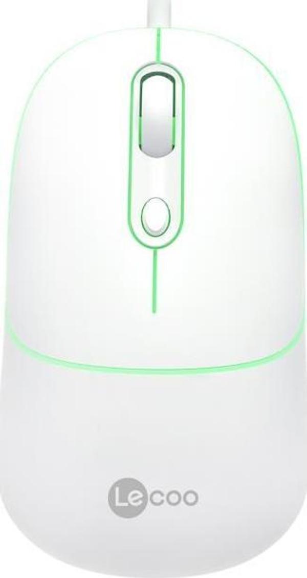 Lecoo Ms110 Usb Kablolu Rgb 2400dpı 4 Tuşlu Sessiz Click Mouse Beyaz - Image 1