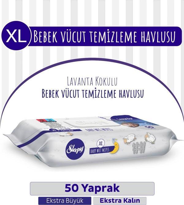 XL Lavanta Kokulu Bebek Vücut Temizleme Havlusu 50 Yaprak - Image 1