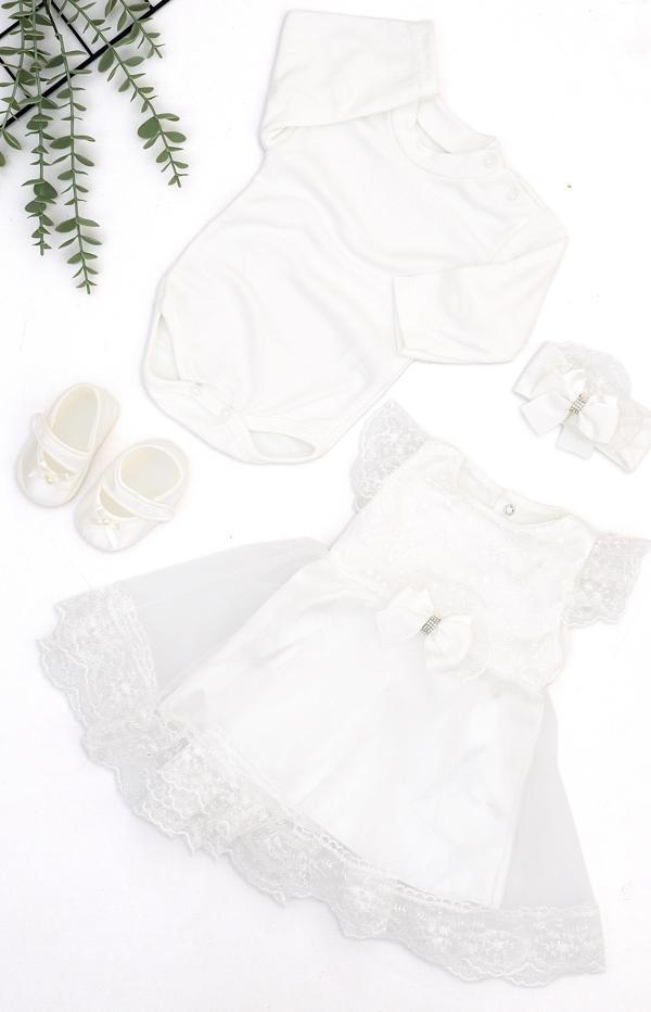 Sitilin Kız Bebek Mevlüt Elbisesi Gelinlik Dantell Bebek Mevlütlük Set 0-3 AY STL6731 - Image 1