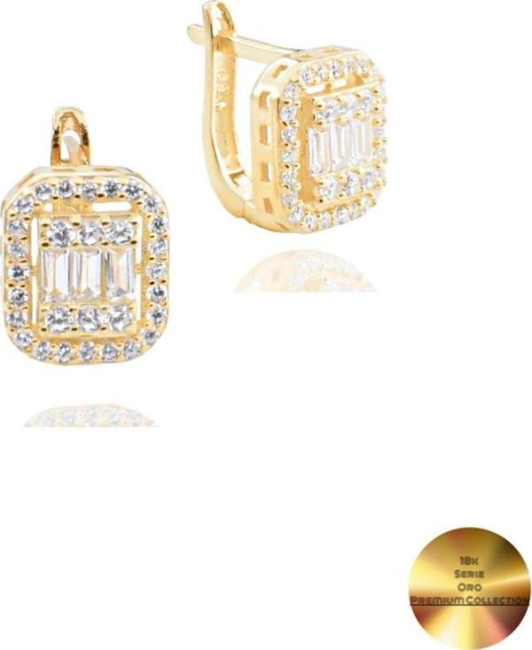 18k Serie Oro Baget J Model Kadın Gümüş Küpe - Image 1