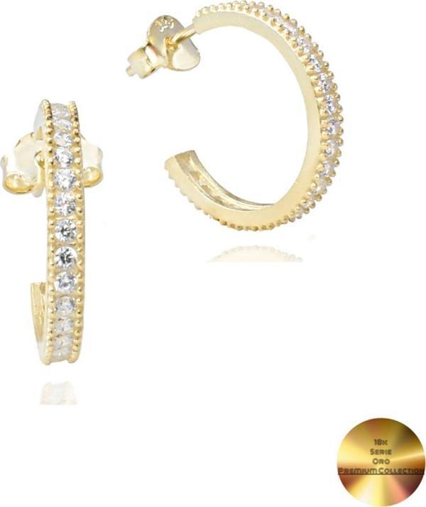 18k Serie Oro Tamtur Işıltı Dizilim Night Kadın Gümüş Küpe 18 MM - Image 1