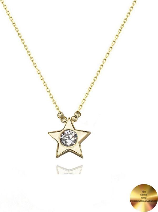 18k Serie Oro Tektaş Yıldız Minimal Dorika Kadın Gümüş Kolye - Image 1