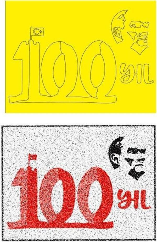100, Yıl Atatürk Kum Boyama Kartı Seti 10 Adet-Red Castle KB-RC-108 - Image 1
