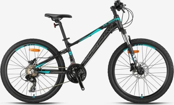 Kron XC 100 24 HD Çocuk Bisikleti 2024 Mat Siyah Gri Turkuaz - Image 1