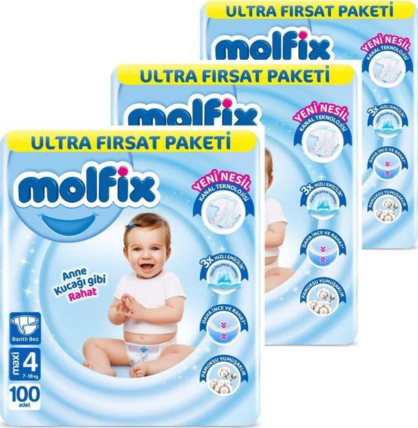 Molfix Bebek Bezi Ultra Fırsat Paketi 4 Numara 300'lü - Image 1