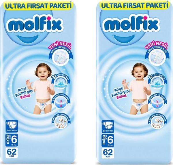 Molfix Bebek Bezi Ultra Fırsat Paketi 6 Numara 124'lü - Image 1