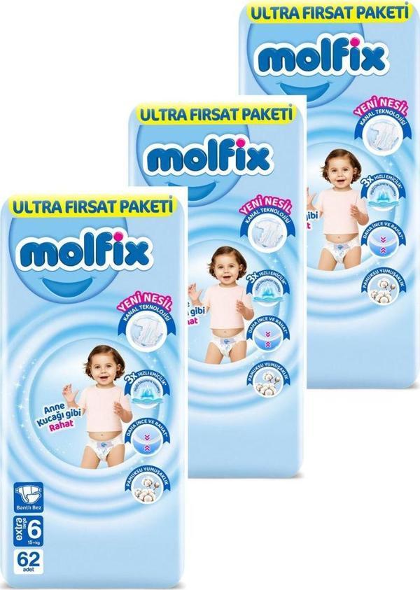Molfix Bebek Bezi Ultra Fırsat Paketi 6 Numara 186'lı - Image 1