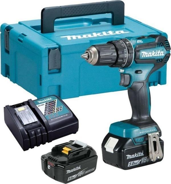 Makita DHP485RTJ Çift Akülü Li-on Akülü Darbeli Kömürsüz Matkap 18 V 5 Ah - Image 1
