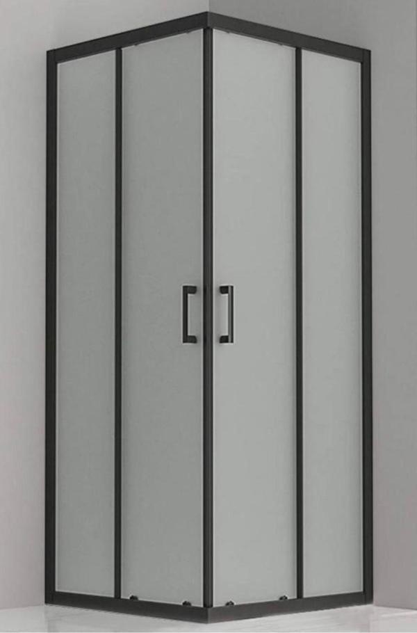 Durul Duşakabin 90X90 Kare Siyah 5 mm Buzlu Cam Yükseklik 190 cm - Image 1