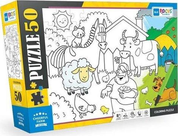 Blue Focus Neşeli Çiftlik 50 Parça Boyanabilir Puzzle BF382 - Image 1