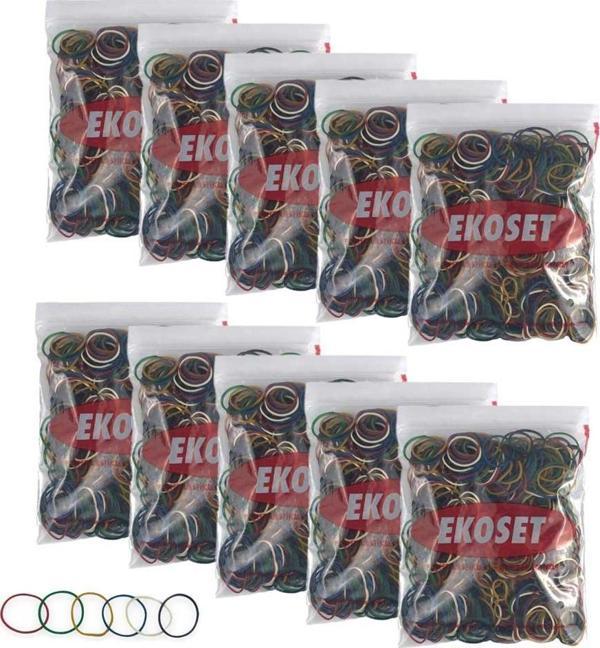 Renkli Kauçuk Toka Lastiği Karışık 6 Renk 40mm 10.000 Adet  - Image 1