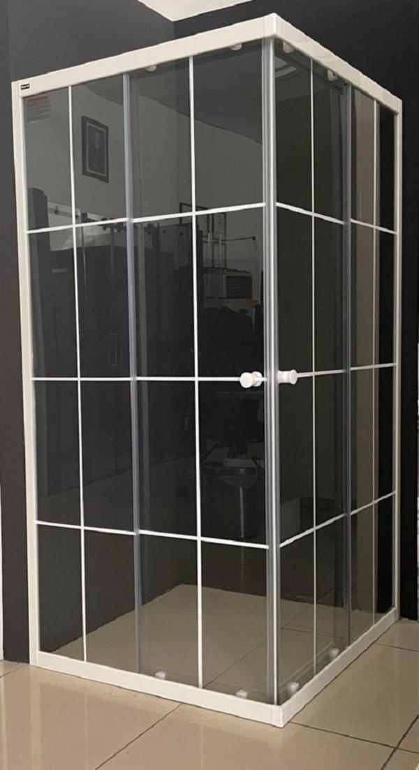 Durul Duşakabin Kare Beyaz Çizgi Cam - Image 1