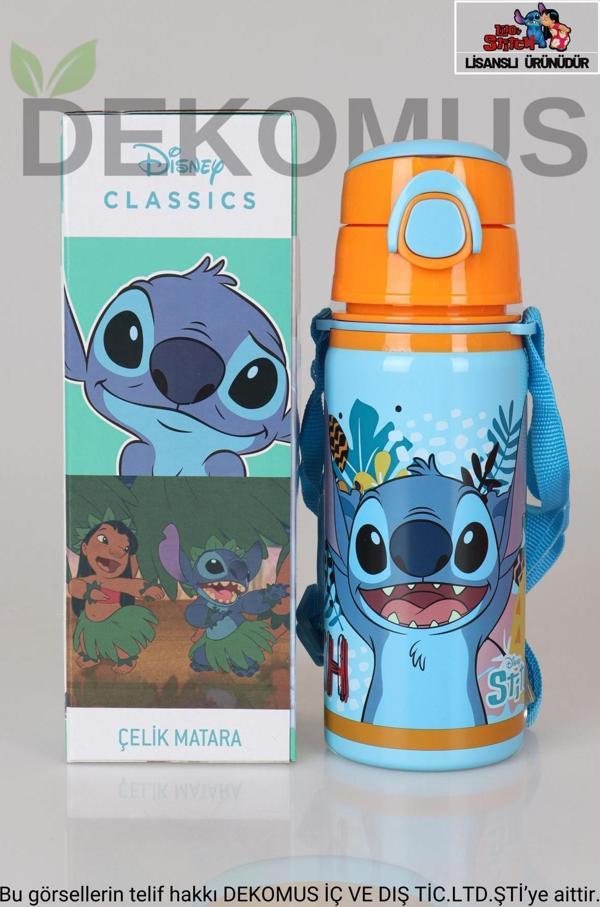 DEKOMUS İLE LİSANSLI STITCH ÇELİK MATARA 500 ML - Image 1