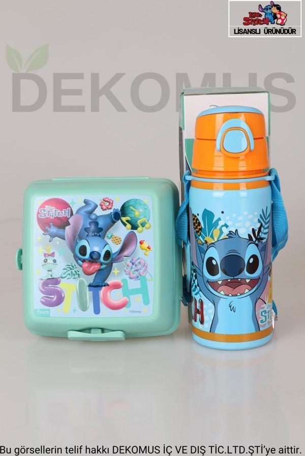 LİSANSLI STITCH 500 ML ÇELİK MATARA VE BESLENME KABI SETİ - Image 1