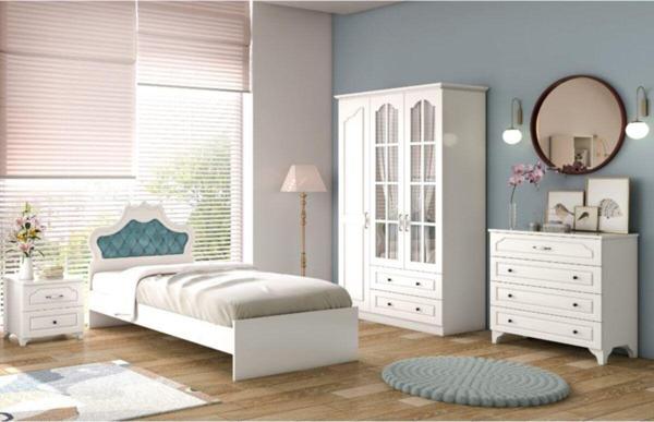 Zenio Assos Genç Odası Takımı Beyaz Set 3 - (gardırop Karyola Şifonyer Komodin) - Image 1