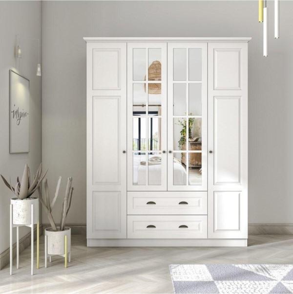 Zenio Knidos 4 Kapaklı 2 Çekmeceli Gardırop - Image 1