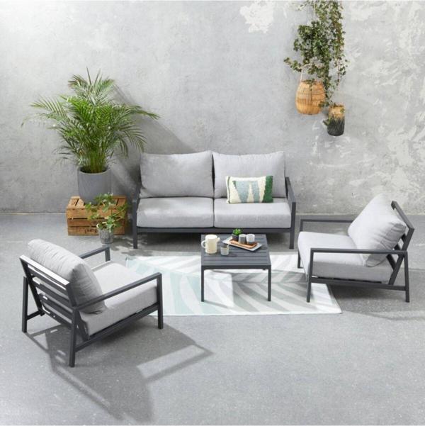 Zenio Paris Bahçe Takımı Oturma Grubu Siyah 2+1+1 Sehpa - Image 1