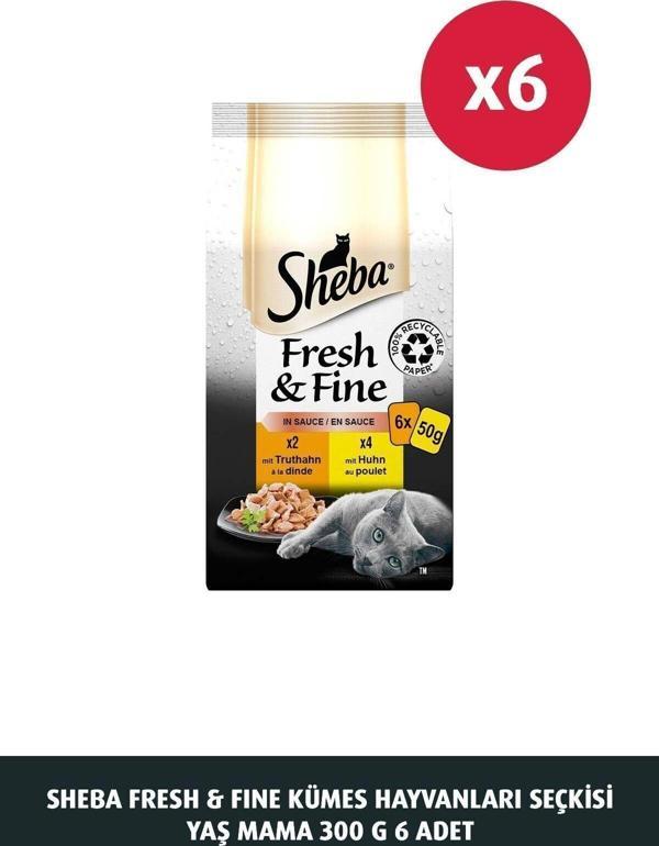 Sheba Fresh & Fine Kümes Hayvanları Yaş Mama 300 G 6X - Image 1