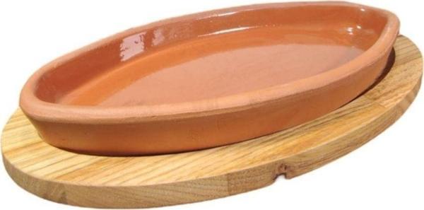 Gardenya Çiçekçilik Toprak Tava Ve Ahşap Altlığı 30 Cm - Image 1