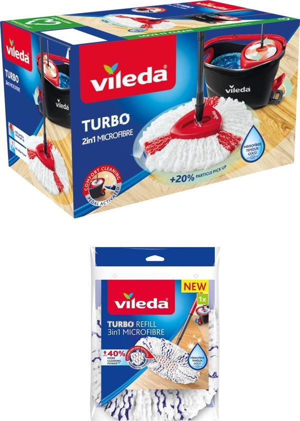 Vileda Turbo 2in1 Temizlik Seti + 2 adet 3in1 Yedek Paspas - Image 1