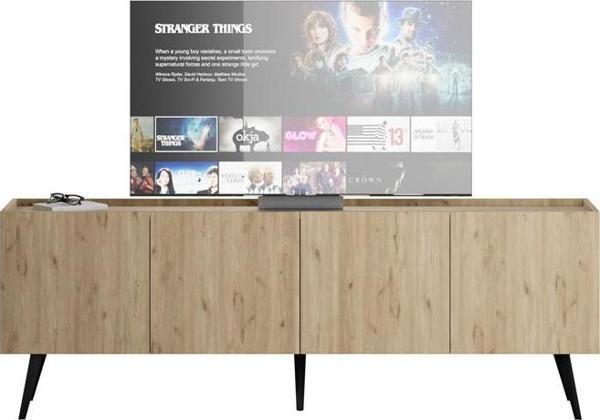 Luna 4 Kapaklı TV Ünitesi-Florida Meşe 180x63x42 cm - Image 1