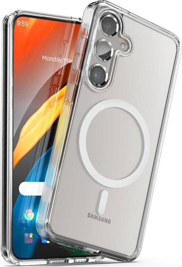 FitCase Samsung Galaxy S24 Kılıf Magsafe Özellikli Şeffaf Silikon Kapak - Image 1