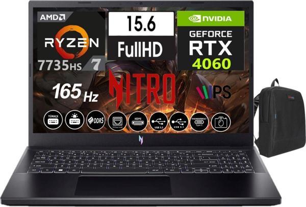Acer Nitro V15 ANV15-41 Amd Ryzen7 7735HS 32GB Ddr5 Ram 4tb SSD WINDOWS11PRO 15.6 Inç Fhd 165Hz 8gb RTX4060 Taşınabilir Bilgisayar NHQSFEY00340 + Weblegelsin Çanta - Image 1