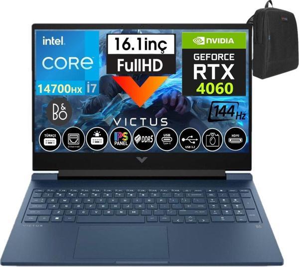 Hp Victus 16-R1041NT Intel I7-14700HX 64GB Ddr5 4tb SSD 8GB/RTX4060 WINDOWS11HOME 16.1" 144Hz Fhd IPS Taşınabilir Bilgisayar 9J243EAW36 + Weblegelsin Çanta - Image 1