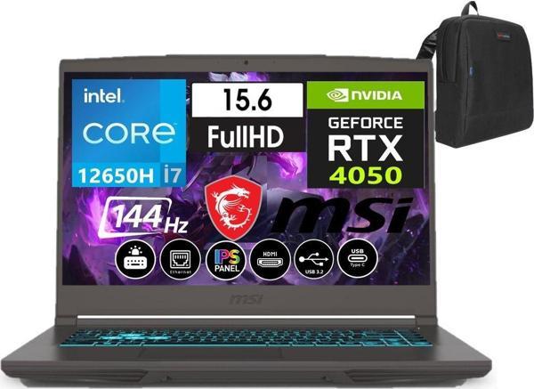 Msi Thin A15 12.nesil Core I7 12650H 64GB 1tb SSD 6GB/RTX4050 WINDOWS11HOME 15.6" 144 Hz Fhd IPS Taşınabilir Bilgisayar B12VE-1891XTRW34 + Weblegelsin Çanta - Image 1