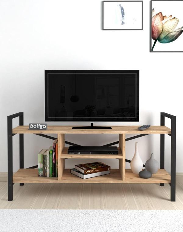 Bofigo TV Sehpası Raflı TV Ünitesi Televizyon Sehpası Çam - Image 1