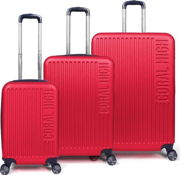 Coral High ABS Kırmızı 3'lü Valiz Seti 16445 - Image 1