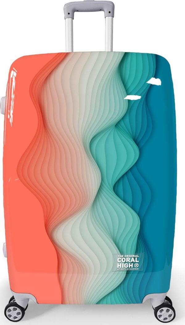 Coral High Renkli Desenli PC Büyük Boy Valiz (70cm) 16803 - Image 1