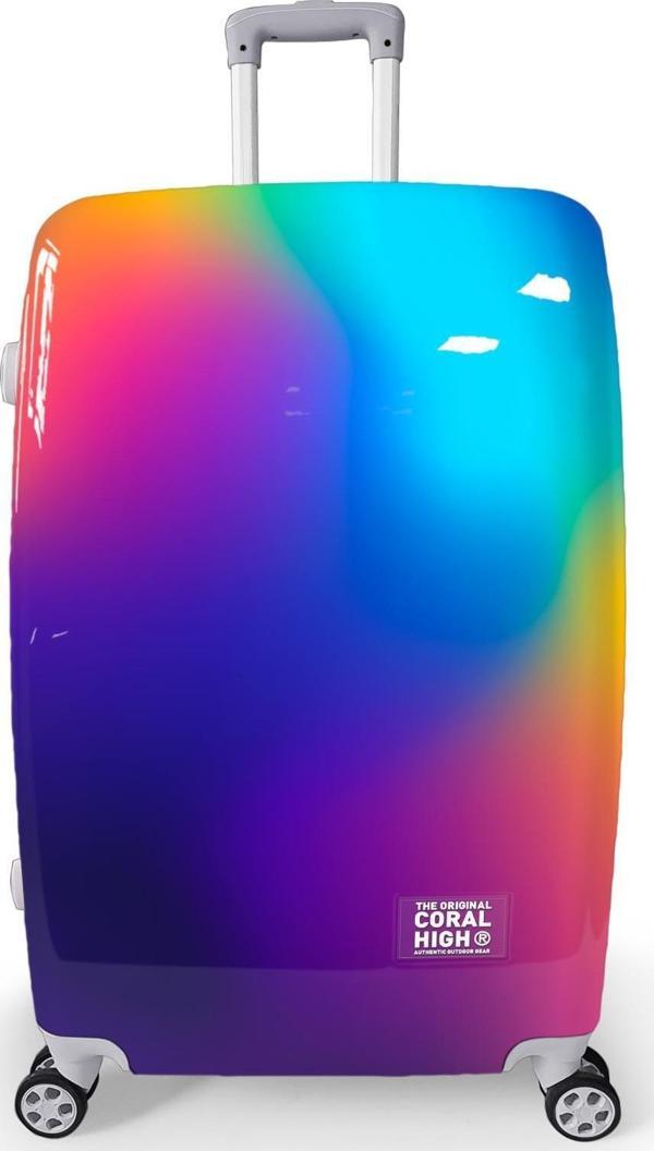 Coral High Renkli Desenli PC Büyük Boy Valiz (70cm) 16823 - Image 1