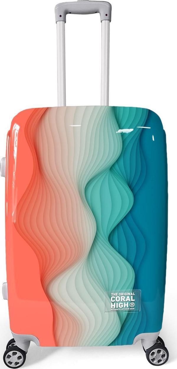Coral High Renkli Desenli PC Orta Boy Valiz (60cm) 16802 - Image 1