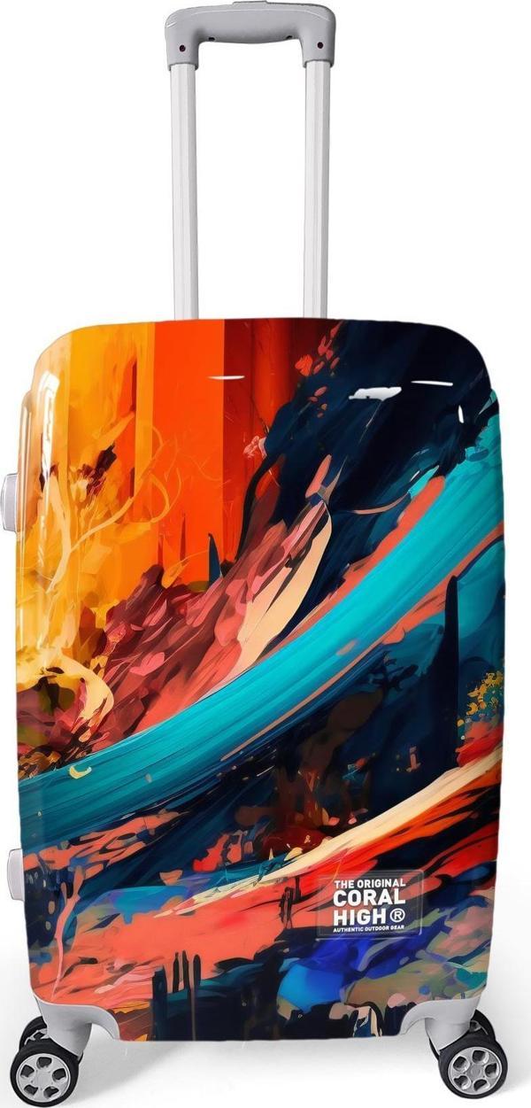 Coral High Renkli Desenli PC Orta Boy Valiz (60cm) 16817 - Image 1