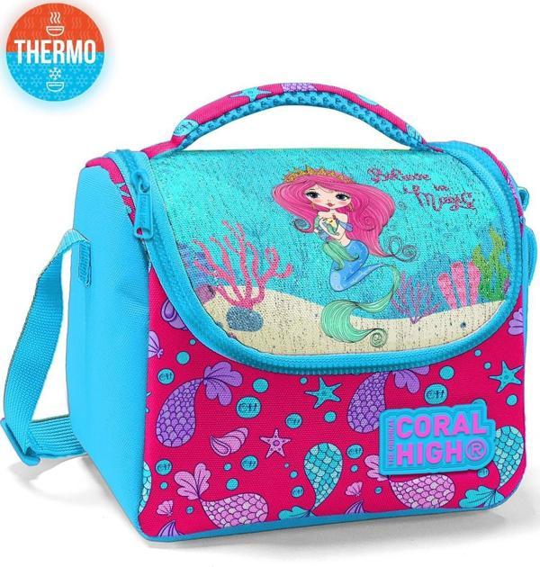 Coral High Kids Mavi Pembe Denizkızı Desenli Thermo Beslenme Çantası 11858 - Image 1