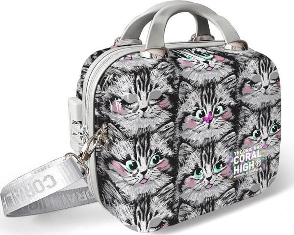 Coral High Kedi Desenli Omuz Askılı PC Makyaj Çantası 16899 - Image 1