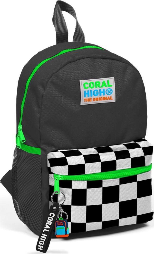 Coral High Kids Gri Dama Desenli İki Bölmeli Yuva Sırt Çantası 23515 - Image 1